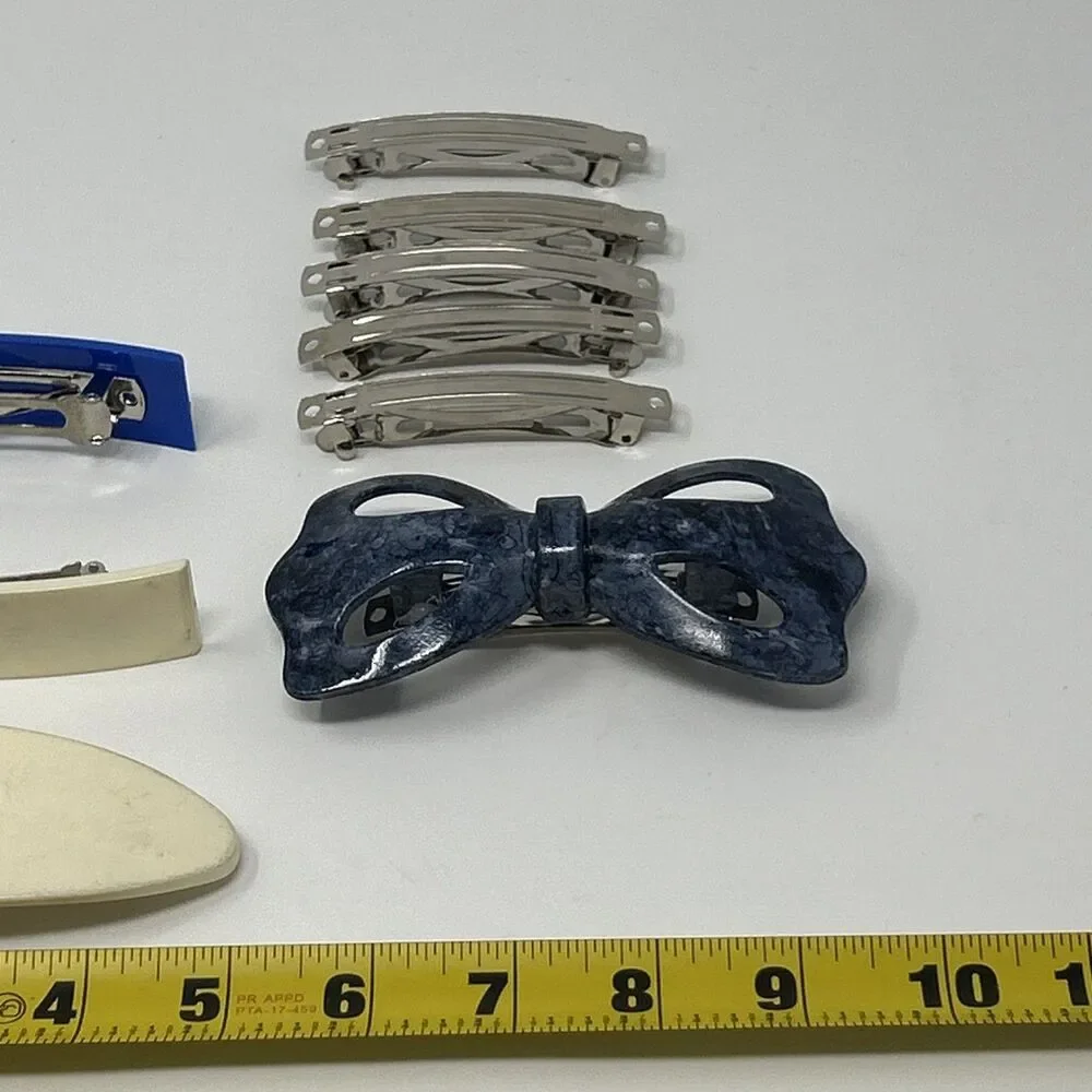 Vintage Plastic Metal Hair Clip Lot of 9 Hair Barrettes Hair Clips Retro